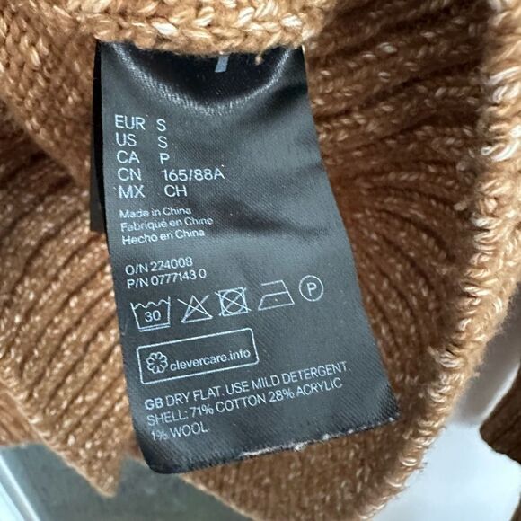 H&M | Long Sleeve Mock Turtleneck Oversized Dark Beige Sweater | S - Picture 8 of 9